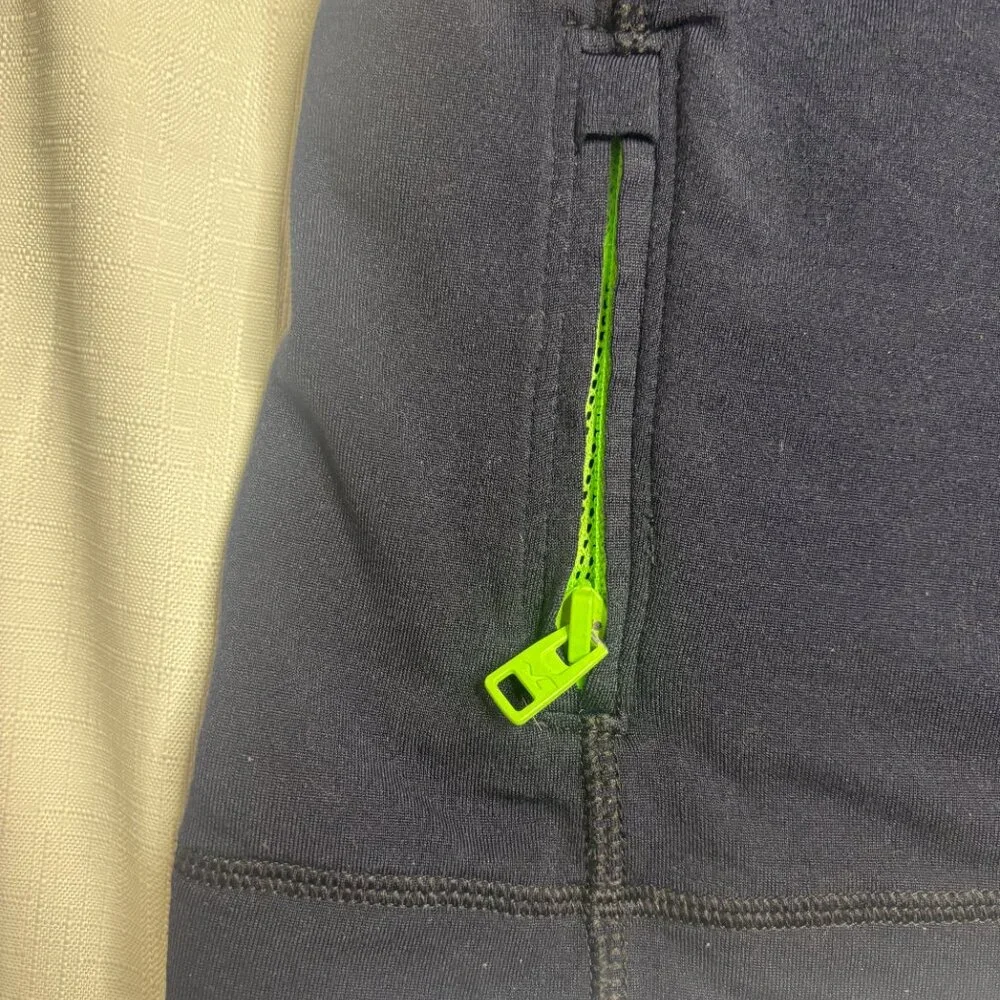 Hollister Men’s Large Navy and Lime Performance Quarter Zip Pullover Sport L - Picture 4 of 6